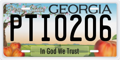 GA license plate PTI0206