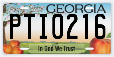 GA license plate PTI0216