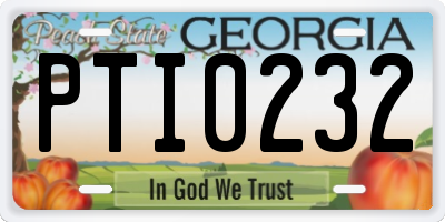 GA license plate PTI0232
