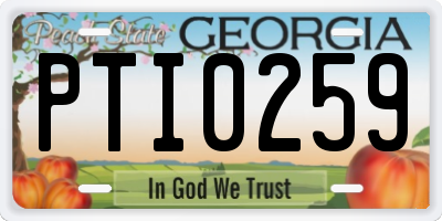 GA license plate PTI0259