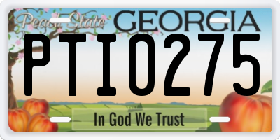 GA license plate PTI0275