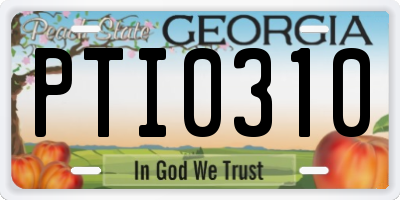 GA license plate PTI0310