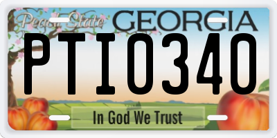 GA license plate PTI0340