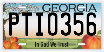 GA license plate PTI0356