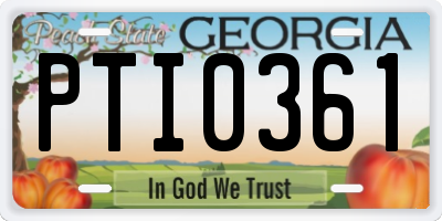GA license plate PTI0361