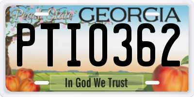 GA license plate PTI0362