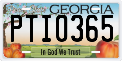 GA license plate PTI0365