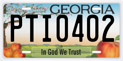 GA license plate PTI0402