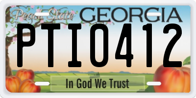 GA license plate PTI0412