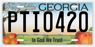 GA license plate PTI0420