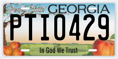 GA license plate PTI0429
