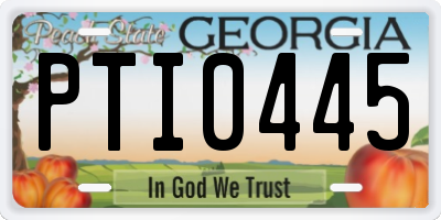 GA license plate PTI0445