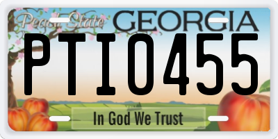 GA license plate PTI0455
