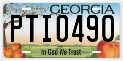 GA license plate PTI0490
