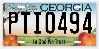 GA license plate PTI0494