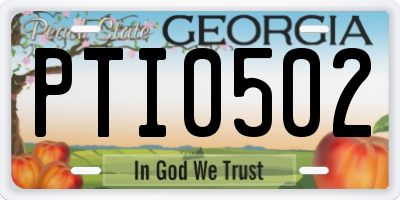 GA license plate PTI0502