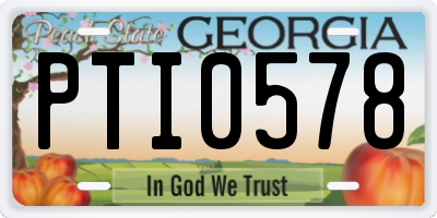 GA license plate PTI0578