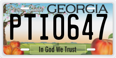 GA license plate PTI0647