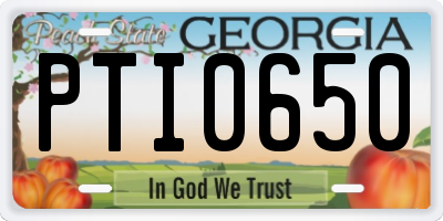 GA license plate PTI0650