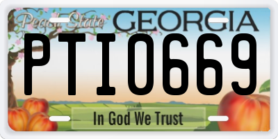 GA license plate PTI0669