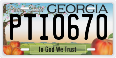 GA license plate PTI0670