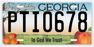 GA license plate PTI0678