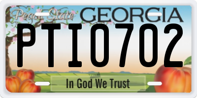 GA license plate PTI0702