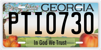 GA license plate PTI0730