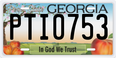 GA license plate PTI0753