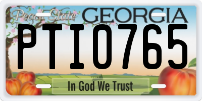 GA license plate PTI0765