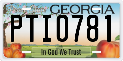 GA license plate PTI0781