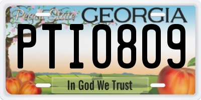 GA license plate PTI0809