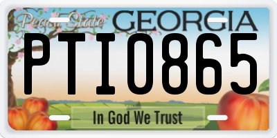 GA license plate PTI0865