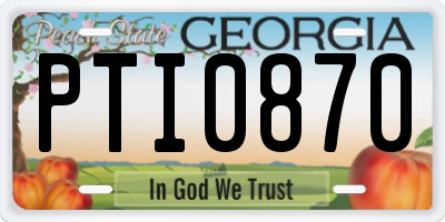 GA license plate PTI0870