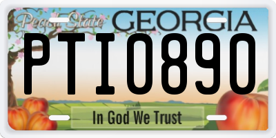 GA license plate PTI0890