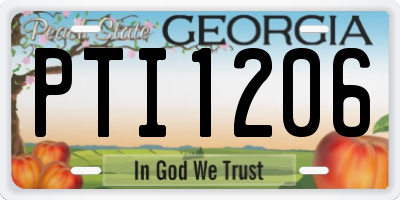GA license plate PTI1206