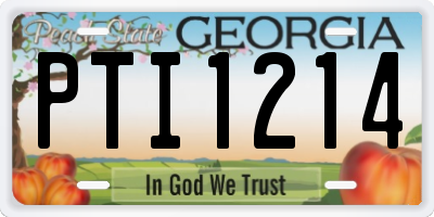 GA license plate PTI1214