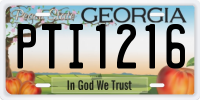 GA license plate PTI1216