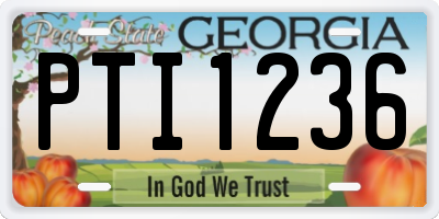 GA license plate PTI1236
