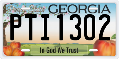 GA license plate PTI1302