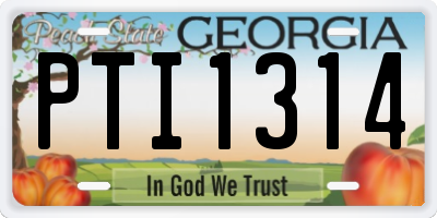 GA license plate PTI1314