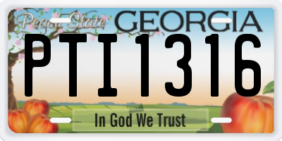 GA license plate PTI1316