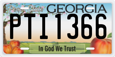 GA license plate PTI1366