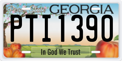 GA license plate PTI1390