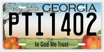 GA license plate PTI1402
