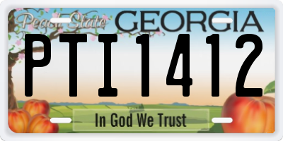 GA license plate PTI1412