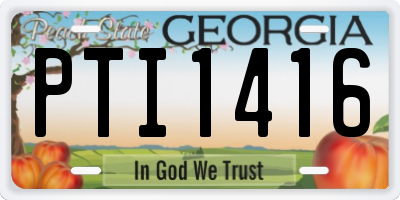 GA license plate PTI1416