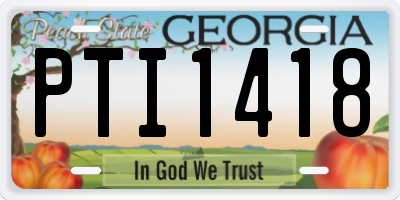 GA license plate PTI1418