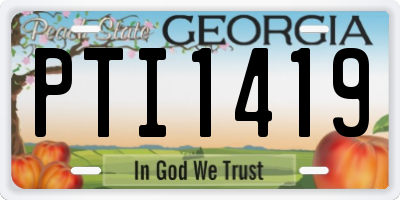 GA license plate PTI1419