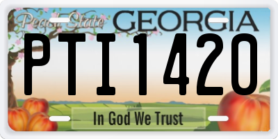 GA license plate PTI1420